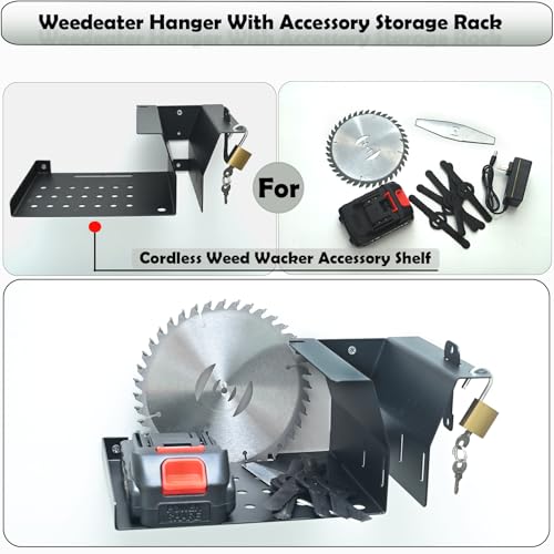 String Trimmer Cordless Rack with Accessory Storage for Cordless String Trimmer Grass Trimmer String Trimmers Weed Wacker Weed Trimmer,Lawn Equipment,Wall Mount Rack Storage - view 3