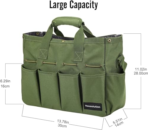14Inch Garden Tote Bag, 900D Standable, Dark green - view 2