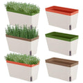 6 Set Window Herb Planter Box Self Watering Plant Pots 10.6 Inch Rectangular Herb Pots Decorative Garden Flower Box for Indoor, Succulent,Vegetables, Flowers