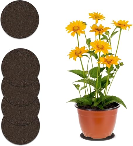 MA-600 Fabric Plant Mat (6" Diameter, Walnut Brown, 5-Pack) - Round Fabric Plant Coasters - Use as Planter, Coaster or Pads for Your Arts & Crafts