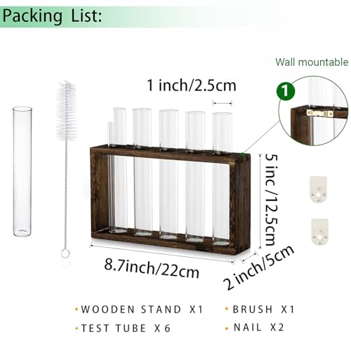 Propagation Station, Plants Terrarium, Plants Lover Gifts for Women,Plant Cutting Holder Home décor,Gifts for Women,House Warming New Home-5 Tubes-Brown - view 3
