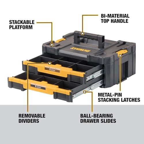 TSTAK Tool Storage Organizer with Double Drawers, Holds Up to 16.5 lbs. (DWST17804) - view 4