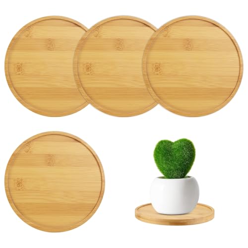2-Pack Bamboo Plant Saucer, 2.17 Inch / 5.5cm ID Round Flower Pot Plant Saucers for Indoor/Outdoor/Succulent, Wood Drip Tray [2.56 Inch/6.5cm OD] - view 6