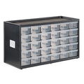 Storage Organizer, 30 Small Drawer Modular Storage System, Easily Stackable, Plastic, Black, White (CMST40730)