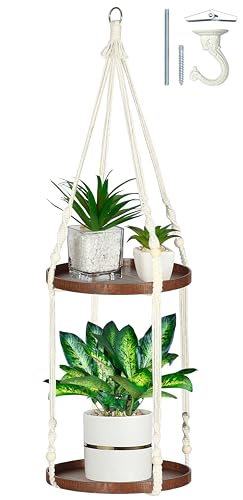 2-Tier Plant Hanger Indoor, Hanging Plant Shelf (12")