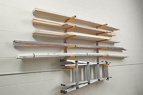 4-Piece Parallel Clamp Set 571550I & Wood Organizer and Lumber Storage Metal Rack with 6-Level Wall Mount – Indoor and Outdoor Use, In Orange | PBR-001 - view 6
