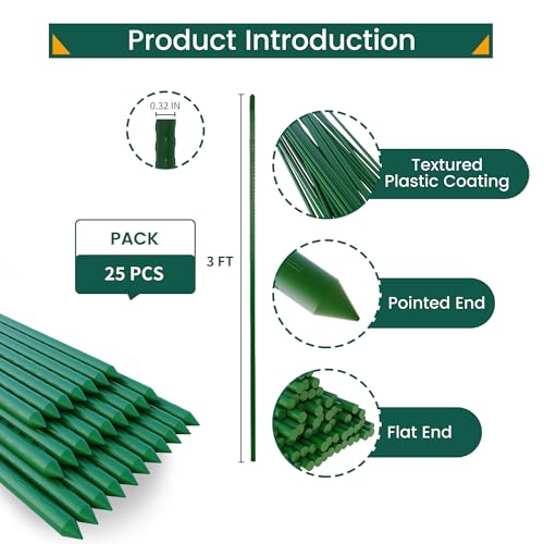 36 Inch 3 Ft Plant Support Garden Stakes for Outdoor Plants, 25 PCS - view 5