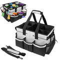 Large Cleaning Caddy Bag with Handle, Built-in Sturdy Support Board, Adjustable Shoulder Strap, Multi-compartment Design Cleaning Supply Tote for Cleaners & Housekeepers (White)