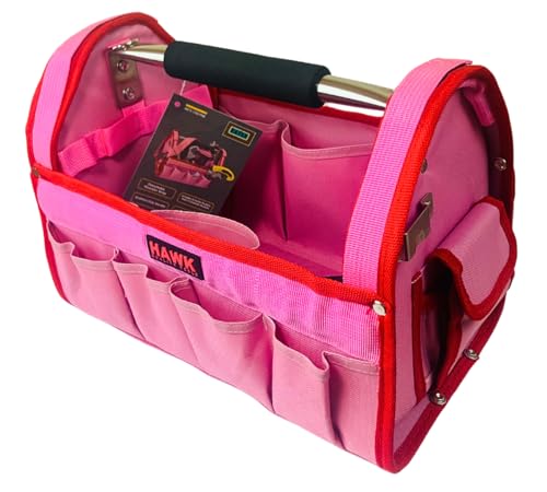 12.5" Pink Tool Carry-All Tool Bag | Premium Canvas with Multi-Pockets | Metal Handle & Rubber Feet | 12.5" x 9.5" x 8" | Best for Tools, Crafts & Supplies - view 3