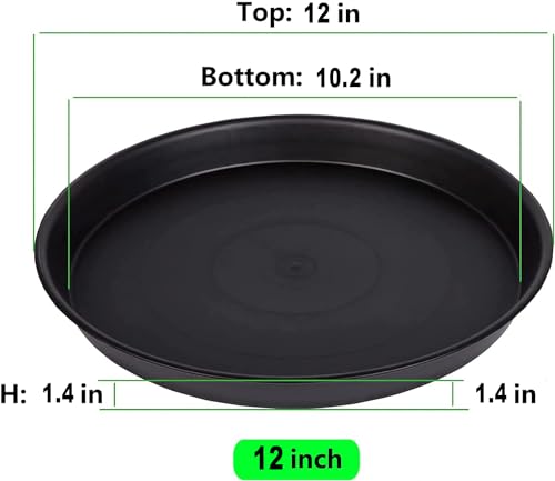 4Pack 12Inch Plastic Drip Trays Plant Saucers for Indoors Outdoor Plant, Thick Heavy Durable Sturdy Flower Pot Trays for Pots Planter, Black… - view 2