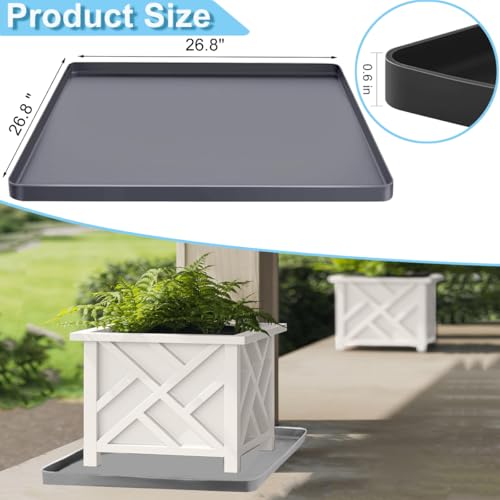 Outdoor Planter Boxes Mat Flower Pots Mat 26.8x26.8" Large, Plant Pots Silicone Pad with Raised Edge, Patio Planters Drip Pan Plant Tray Tray For Leaks, Planter Floor Protector Planters Tray Soft - view 2