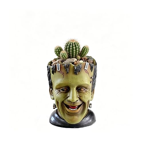 Funny Planters Head Planter for Indoor Plants, Succulent Pot with Drainage Hole Fairy Garden Resin Cactus Pencil Holder Desk Storage Gift for Women Men Plant Pot - view 5
