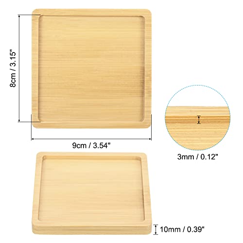 Plant Pot Saucer 3.5 Inch, 4 Pack Bamboo Square Flower Drip Tray for Home Indoor - view 2