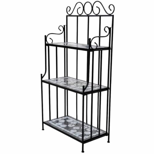 Mosaic Plant Stand. 3-Tier Iron Rack for Indoor Outdoor Garden