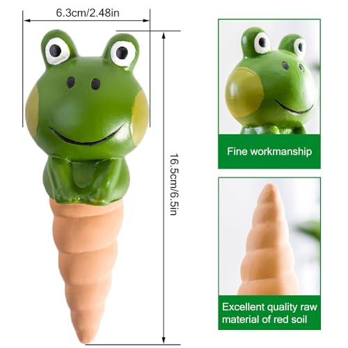 Terracotta Plant Self Watering Spikes, 4 Pack Plant Watering Globes Frogs Styles Decorative Self Plant Watering Stakes Vacation Plant Watering Bulbs for Indoor Outdoor Plants - view 3