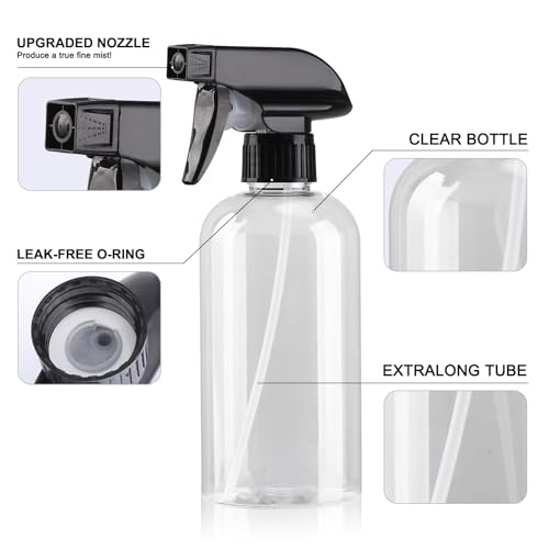 Spray Bottle for Plant - 12.85oz/380ml Fine Mister Plastic Empty Spray Bottles, Clear Water Spray Bottle for Plants, Hair, Cleaning - BPA Free - Leak Proof - view 4