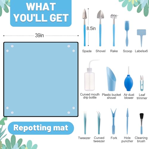 20pcs Small Gardening Tools Gifts for Women Beginners, Blue - view 5