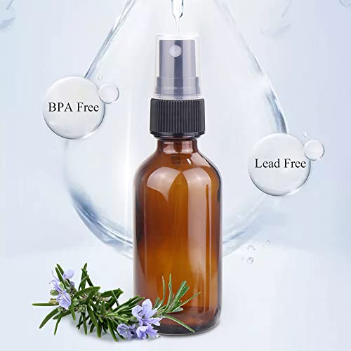 Spray Bottle, 2 oz Fine Mist Glass Spray Bottles, Little Refillable Liquid Containers for Watering Flowers Cleaning (16 Pack, Amber) - view 5