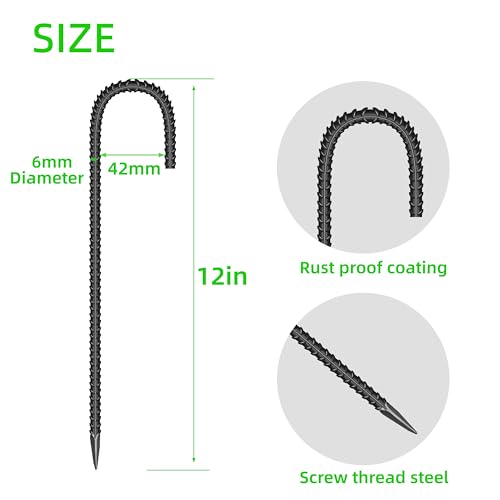 20 Pcs 12-Inch Garden Ground Stakes Galvanized Steel J Shape Hook Staple - view 2