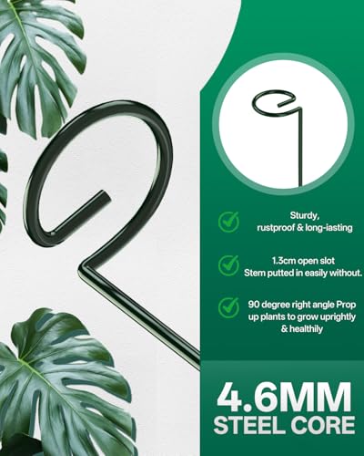 12 Pack 23.6 In Metal Plant Stakes, Plant Support Stakes with 15 Twist Tie - view 2