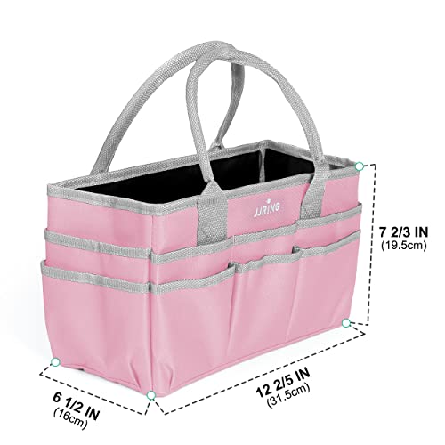600D Nylon Craft & Art Organizer Tote Bag With Pockets, Pink - view 4