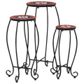 3 Piece Mosaic Side Table Set Terracotta Ceramic Plant Stands
