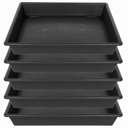 Square Plant Saucer 5 Pack 8 10 12 14 16 18 20 Inch, Flower Pot No Holes Plant Drip Trays, Plant Trays for Pots Heavy Duty Plastic Plant Saucers for Indoors Outdoors