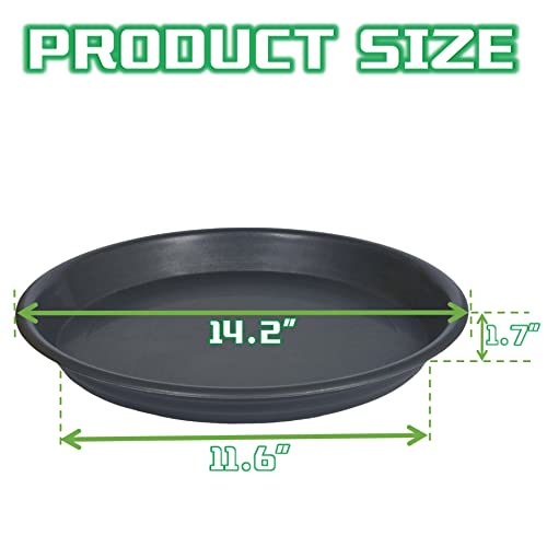Plant Saucer 14 Inch, 3 Pack Drip Trays for Flower Pot, Heavy Duty Drainage Tray for Indoors No Holes, Plastic Plant Plate Water Catcher for Planter Base Black - view 2