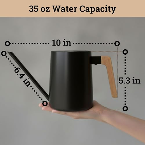 Metal Small Indoor Watering Can with Long Spout & Real Wood Handle, 35oz - view 6