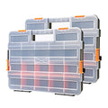 2PCS Toolbox Organizer Sets, 20 Removable Dividers, Durable Plastic Box, Excellent for Screws, Nuts, Small Parts, 34-Compartment, Black/Orange, 2 Pieces Set
