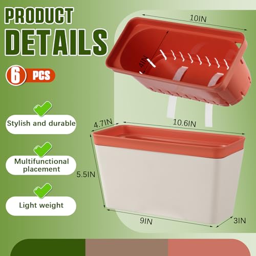 6 Set Window Herb Planter Box Self Watering Plant Pots 10.6 Inch Rectangular Herb Pots Decorative Garden Flower Box for Indoor, Succulent,Vegetables, Flowers - view 2