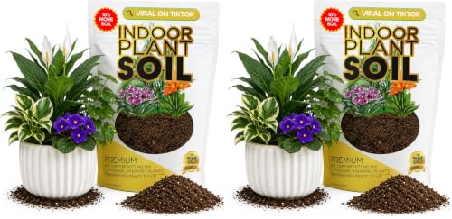 Professional Indoor Plant Soil Mix Large 2.2 Quarts Ready to Use, Premium Potting Soil for Indoor Houseplants Container Plants, Peat Coco Coir Perlite Dolomite Blend Made in USA (Pack of 2)