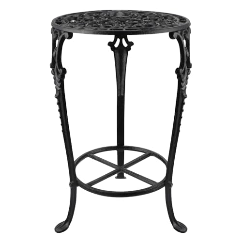 Vintage Cast Iron Plant Stand, 18.8" Tall Flower Pot Holder, 2 Tiered Potted Planter Rack for Living Room, Bedroom, Kitchen, Porch (Black)