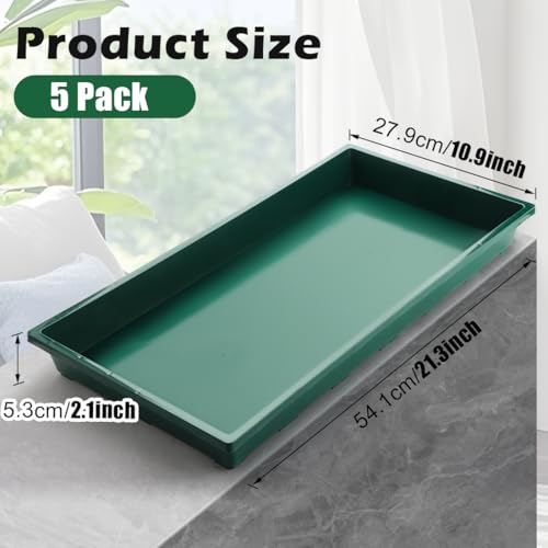 1020 Nursery Pots Trays 5 Pack, Plastic Flat Seed Starter Trays, Durable Seedling Potting Tray for Carrying and Holding Planting Pot (Green) - view 2