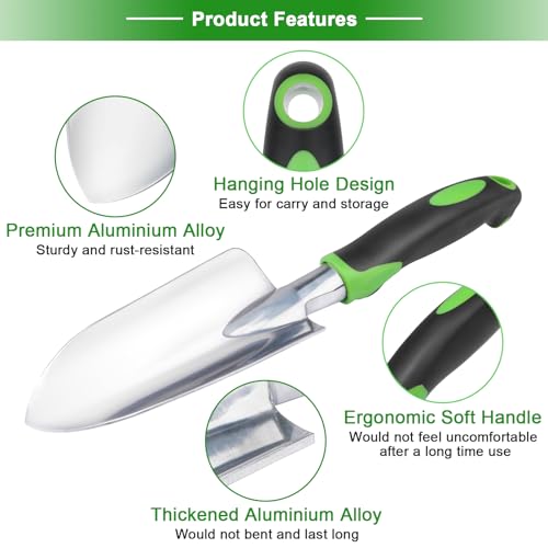 Garden Tools Set, 3 Pack Garden Shovel, Transplant Trowel, Hand Rake Green - view 3