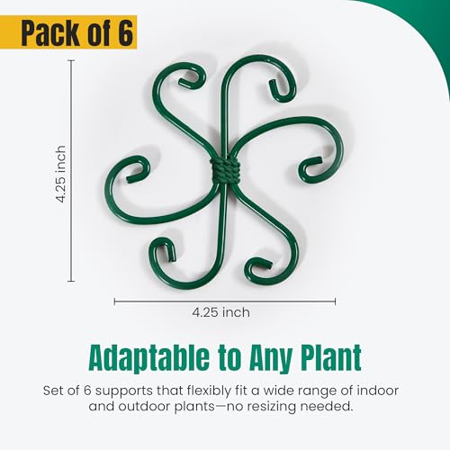 6 Pack Metal Plant Stem Supports for Indoor Plants (Green) - Houseplant Climbing Stem Supports and Stabilizer for Outdoor Plants - view 2