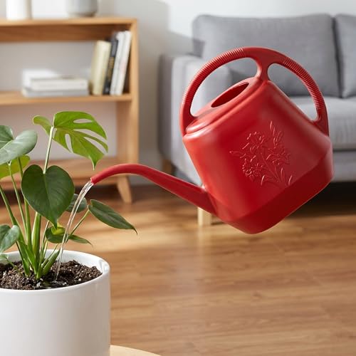 1-Gallon Plastic Watering Can with Comfortable Handle, Garden Watering Cans Long Spout for Indoor Outdoor Watering Plants, Burnt Red - view 7