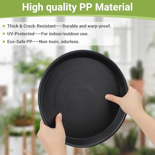 12 Inch Plant Saucer, Black Plant Plates to Catch Water, Pebble Tray for Plant Humidity, Flower Pot Saucers for Indoor and Outdoor Garden(2PCS) - view 3