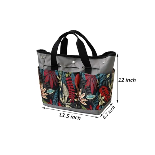 Garden Tool Bag Maple Leaf Gardening Bag with 8 Pockets Canvas Garden Tote Bag Women Men Garden Plant Tool Storage Bag (Tools NOT Included) - view 2