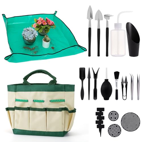 44pcs Small Gardening Tools Gifts for Women Beginners, Green
