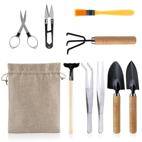 9 Pcs Basic Bonsai Tools Set, Bonsai Tree Kit, Mini Garden Tools