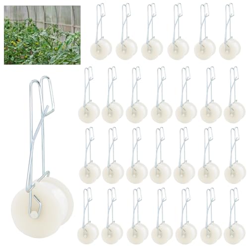 40 Pack Tomato Roller Hooks with 49.2FT String, Greenhouse Trellising Kit for Tomato,Plant, Greenhouse,Flower Vine Twine Crop Trellis Kit Plant Roller Trellis Hook