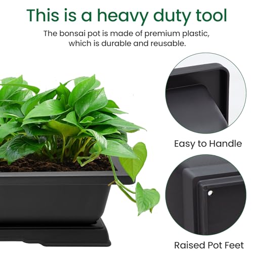 Large Bonsai Pots 3 Pack 14 Inch with Drainage Trays Training Pot - view 4