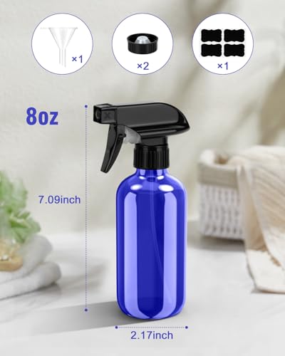 Glass Spray Bottle 8 oz for Cleaning, Plants (2 Pack, Blue) - view 3