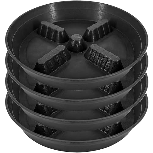 4 Pack Plant Saucer 8 inch, 10 12 14 17 inch, Plant Stand Plastic Plant Saucers for Indoors Outdoor, Heavy Duty Flower Planter Drip Trays for Pots, Pot Saucers for Plants, Grow Bags Saucers