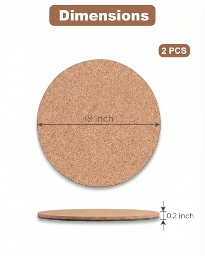18 Inch Cork Plant Coasters, 2 Pack Large Round Plant Mats for Planters - view 2