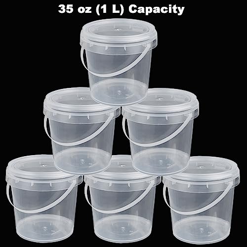 30 PCS 30 oz Slime Containers with Lids and Handles, Plastic 1000ml Storage Bucket Containers, Clear Slime Storage Case for Slime DIY Art Craft, Pigment, Small Tools, Part Material - view 6