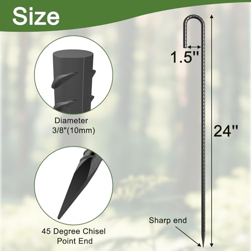 24 Inch J Hook Rebar Stakes, Extra Heavy Duty Ground Stakes 8 Pcs - view 2