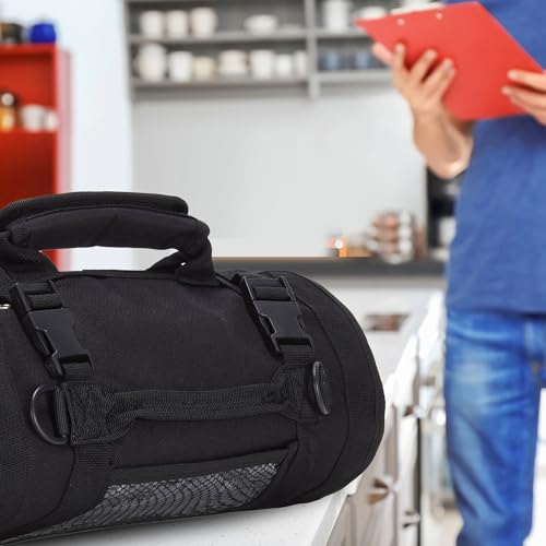 Tool Roll Bag, Tool Bag Organizer, Tool Carrier Roll UP Storage Pouches with 6 Zipper Pockets & Strap, Gifts for Men Mechanic Electrician Hobbyist (Orange) - view 7