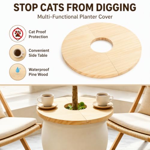 Plant Pot Covers, Interlocking Wooden Guard Cat Proof for Indoor Plants (15.75in) - view 4